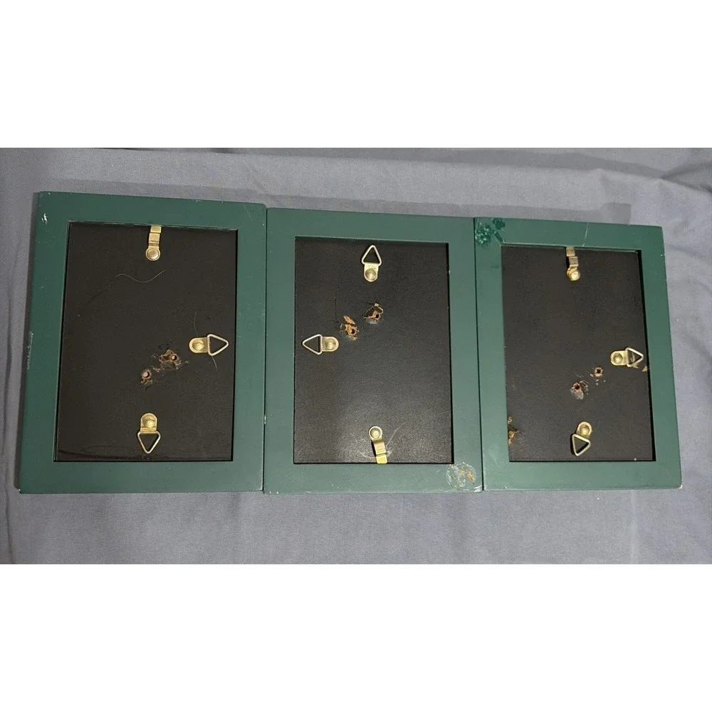 Lot of 3 Vintage Momento Green Notched Picture Frames 3.5x5 Postmodern 1990s